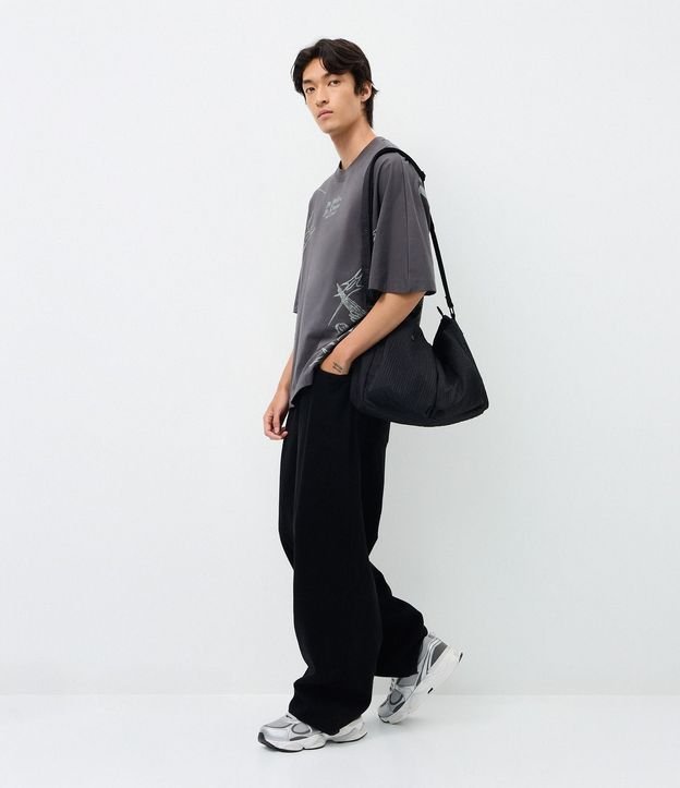 Cartera Masculina Messenger Texturizada con Bolsillos Delanteros