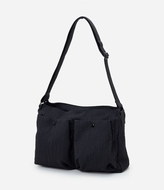 Cartera Masculina Messenger Texturizada con Bolsillos Delanteros 8