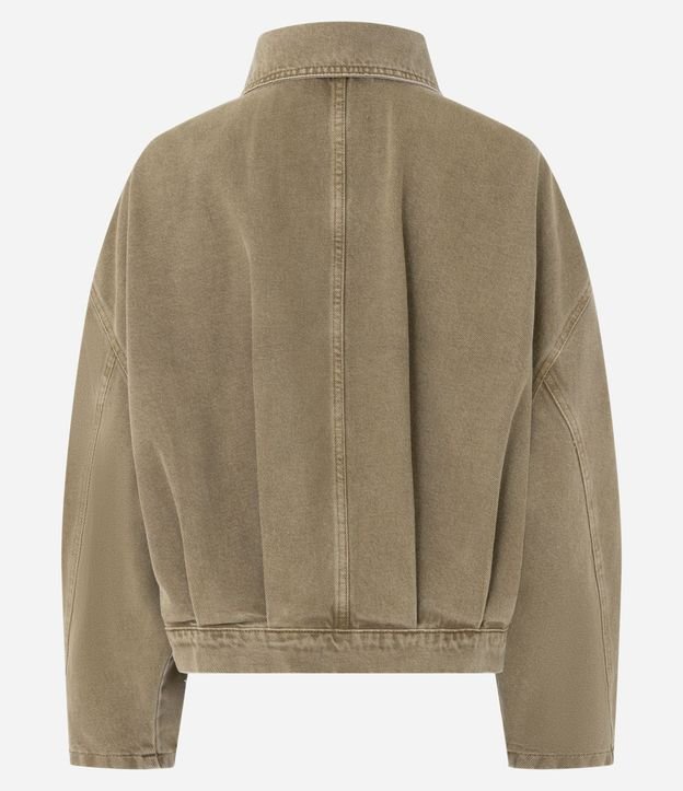 Campera Bomber en Jeans con Pliegues y Cuello Polo 2