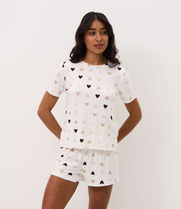 Short de Pijama Peach Touch con Estampado de Corazón
