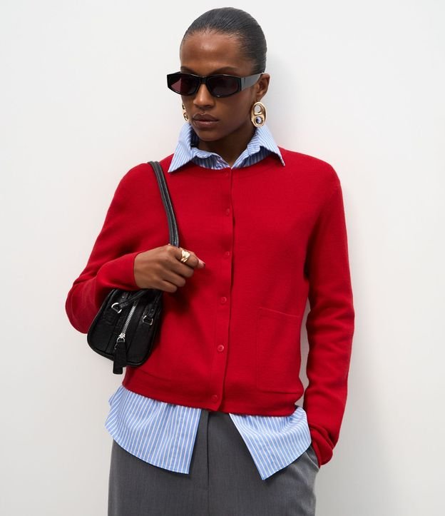 Cardigan en Punto con Bolsillos Delanteros