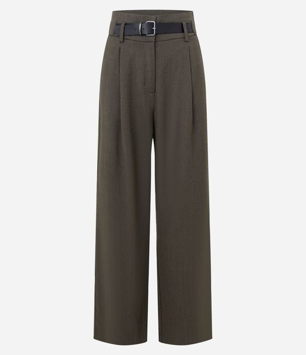 Pantalón Recto Texturizada con Cinturón 5