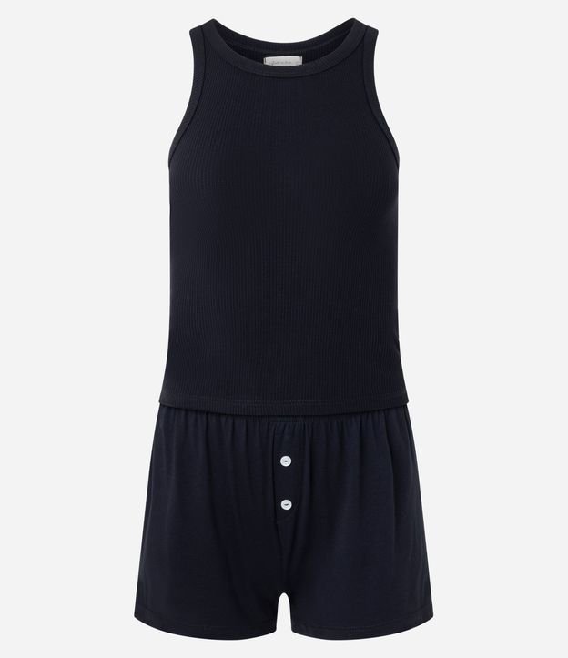 Pijama Corto en Rib con Musculosa Básica y Short