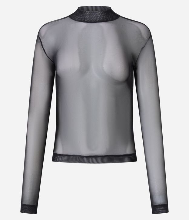 Blusa en Tule con Transparencia y Cuello Alto 5