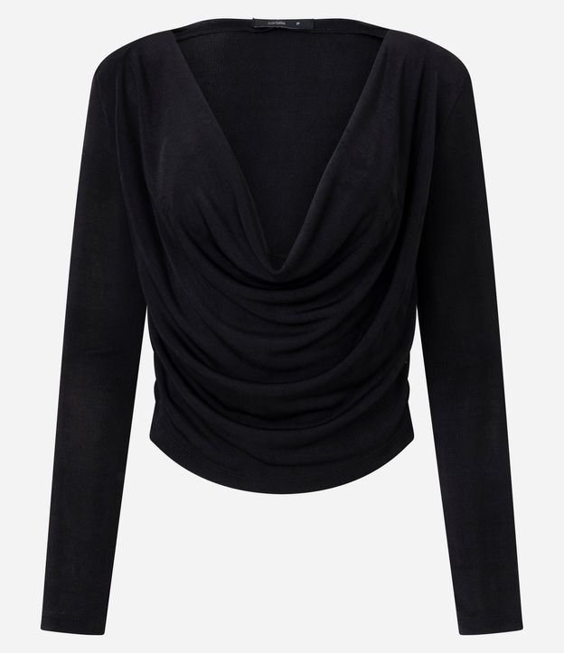 Blusa Manga Larga con Escote Degage y Hombreras 4