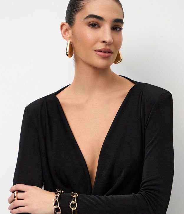 Blusa Manga Larga con Escote Degage y Hombreras 3