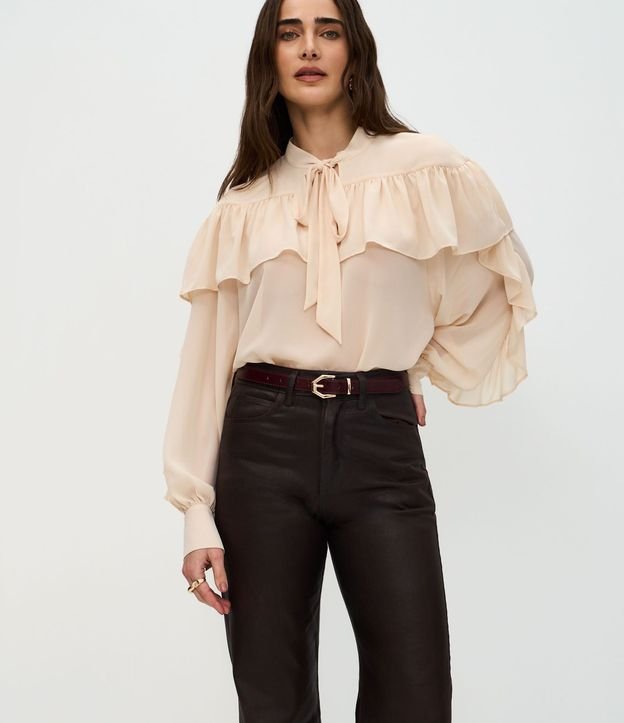 Pantalón Recto en Jeans Resinado con Cintura Alta 2