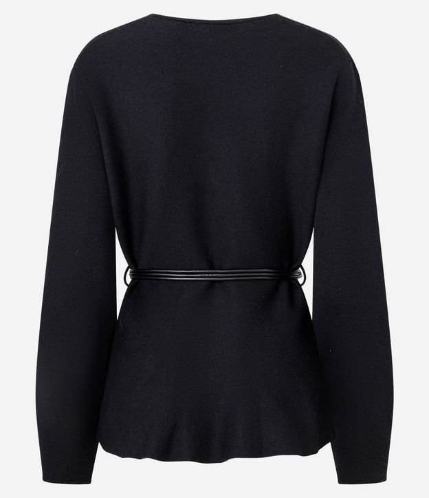 Cardigan en Tricot con Bajo Peplum y Cinturón 6