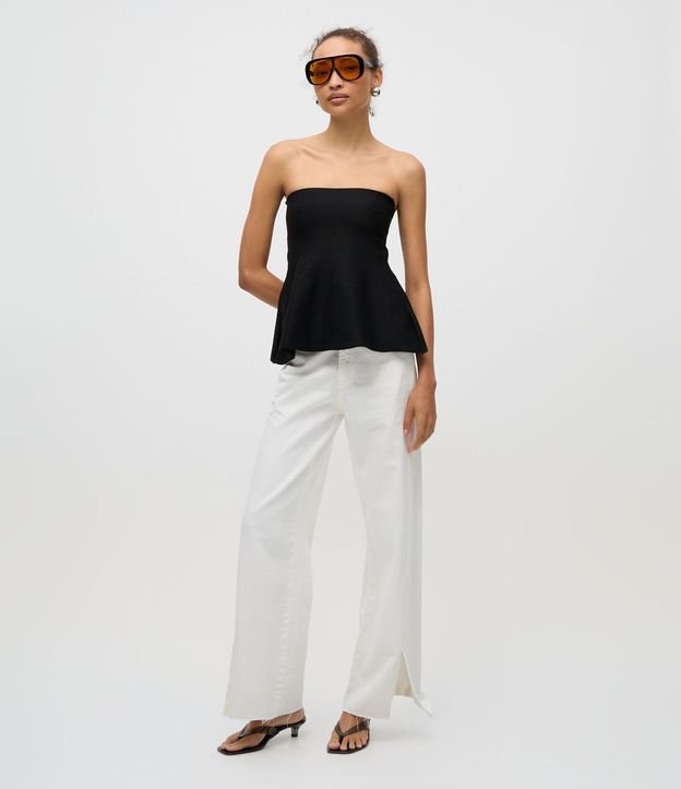 Blusa sin Breteles en Punto con Peplum en el Ruedo 2