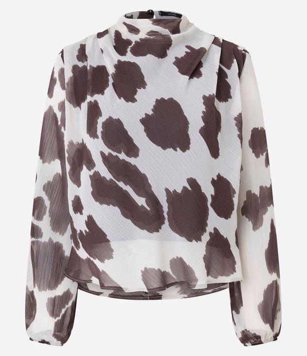 Blusa Manga Larga Animal Print con Cuello Alto 7