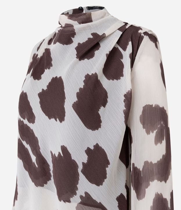Blusa Manga Larga Animal Print con Cuello Alto 8