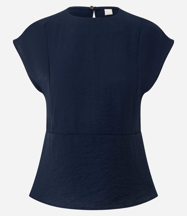 Blusa Manga Corta en Crepé con Bajo Peplum 5