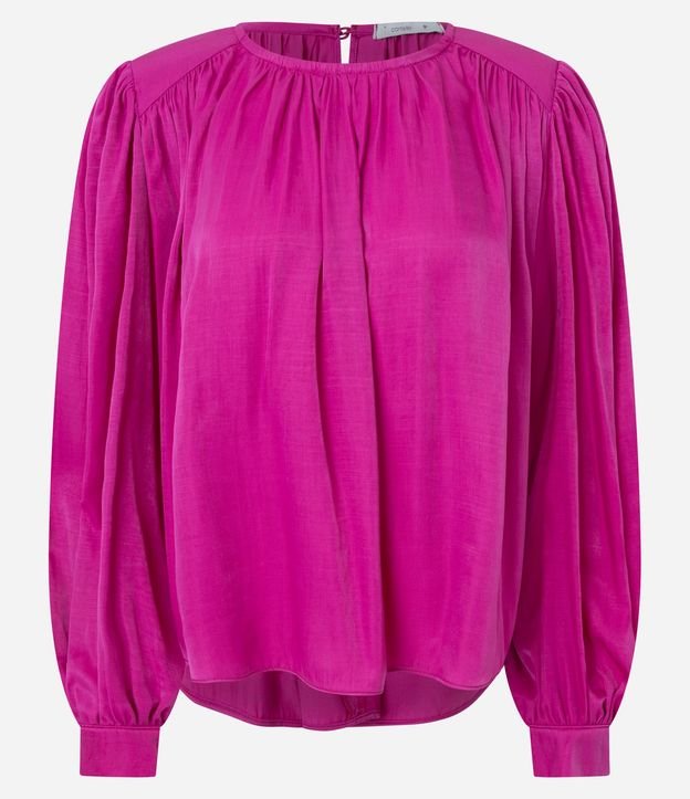 Blusa Amplia Satinada con Franzidos y Hombreras 5