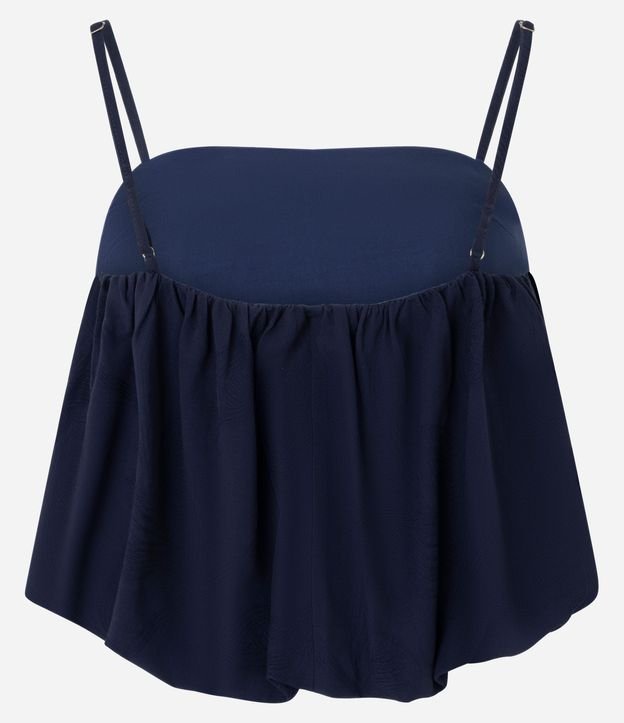 Blusa Balonê en Jacquard Floral con Breteles Finos Ajustables 7