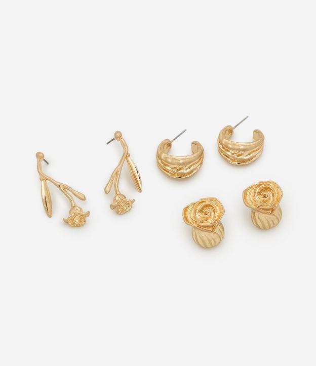 Kit 03 Caravanas Delicadas con Formato de Flor 2