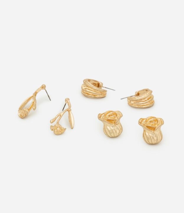 Kit 03 Caravanas Delicadas con Formato de Flor 3