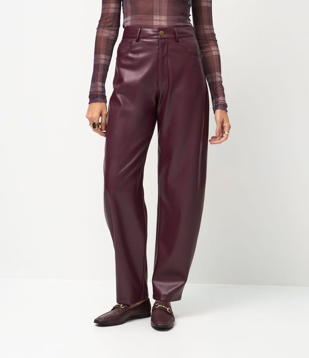 Pantalón Barrel en PU con Cintura Alta 3