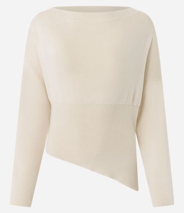 Blusa en Punto con Hombro Caído y Ruedo Asimétrico