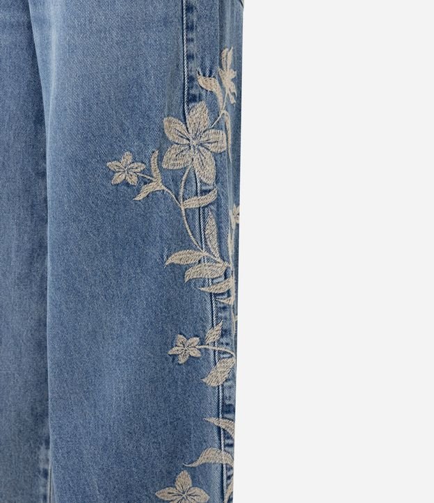 Pantalón Wide en Algodón con Bordado Floral Lateral 2
