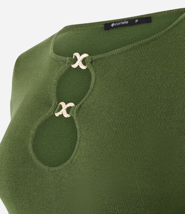 Blusa Regular en Punto con Adorno en el Escote 5