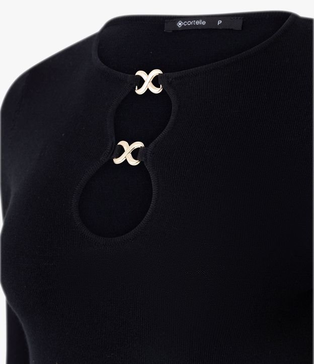 Blusa Regular en Punto con Adorno en el Escote 6