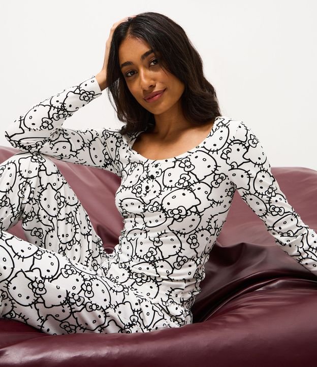 Pijama Larga con Estampa de Hello Kitty