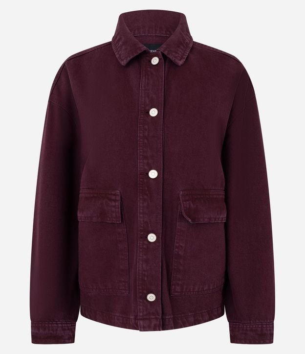 Camisa Overshirt en Sarga con Bolsillos Delanteros