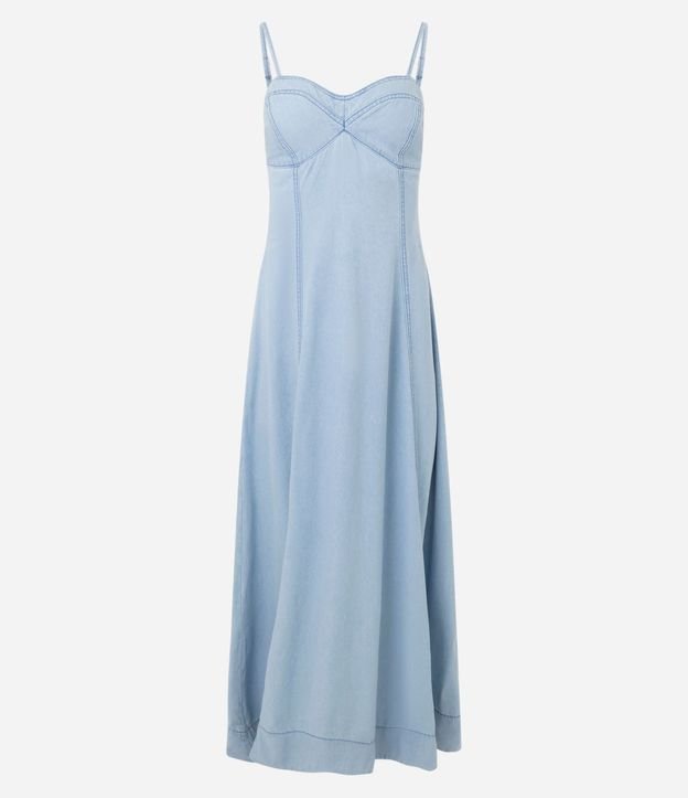 Vestido Largo en Jeans con Escote Corazón y Recortes 6