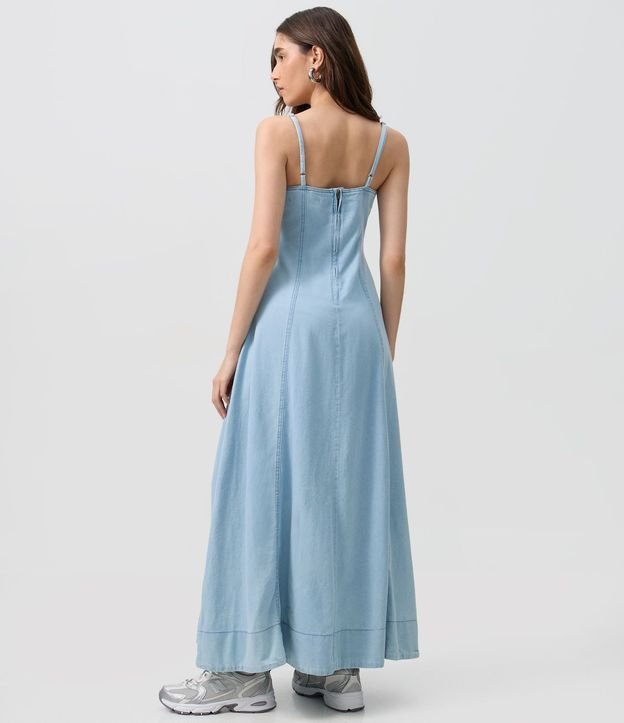 Vestido Largo en Jeans con Escote Corazón y Recortes 5