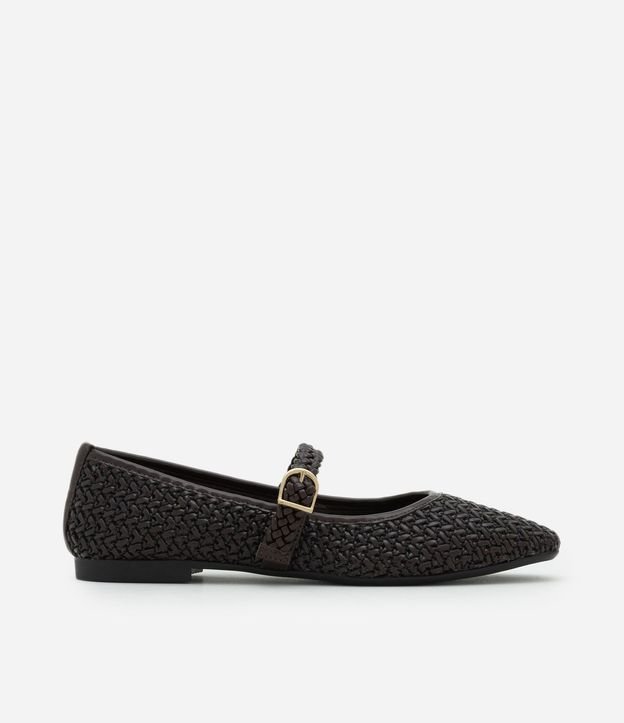 Zapatilla Metalizada con Textura Trenzada y Tira con Hebilla