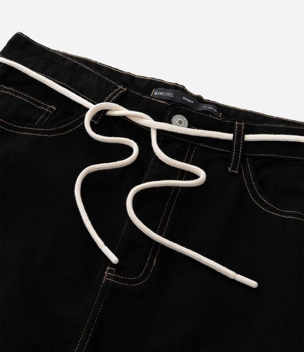Pantalón Baggy en Sarga con Costura Contrastante y Cordón en la Cintura 8