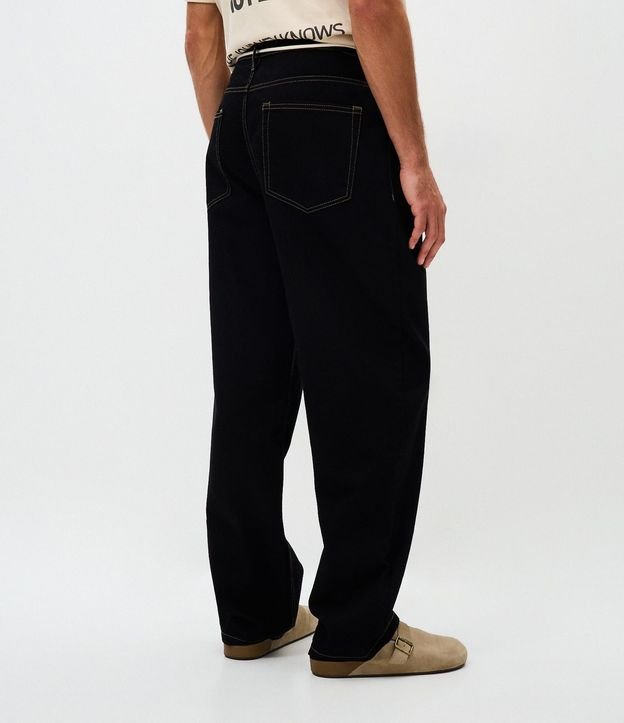 Pantalón Baggy en Sarga con Costura Contrastante y Cordón en la Cintura 4