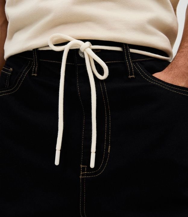 Pantalón Baggy en Sarga con Costura Contrastante y Cordón en la Cintura 5