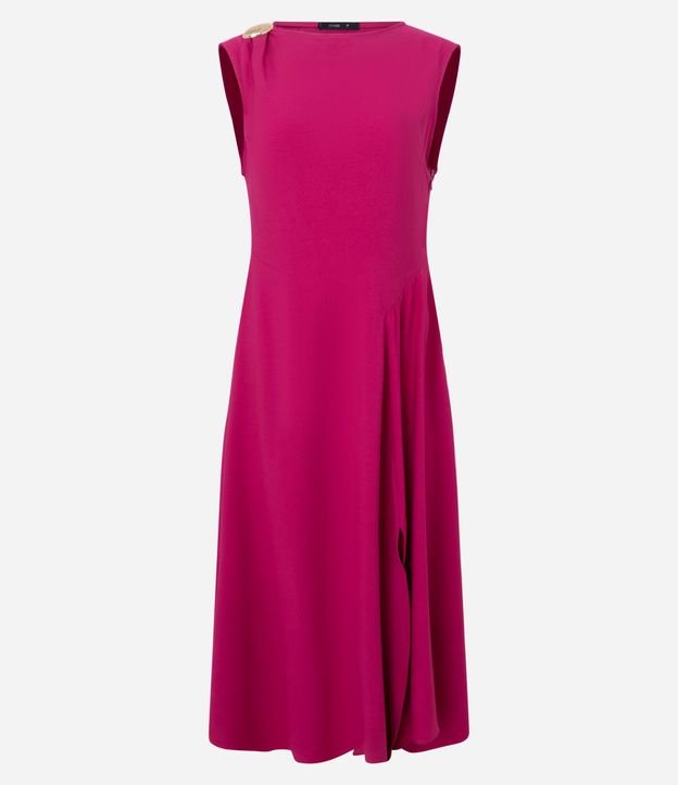 Vestido Midi Sastre con Adorno en el Hombro 5