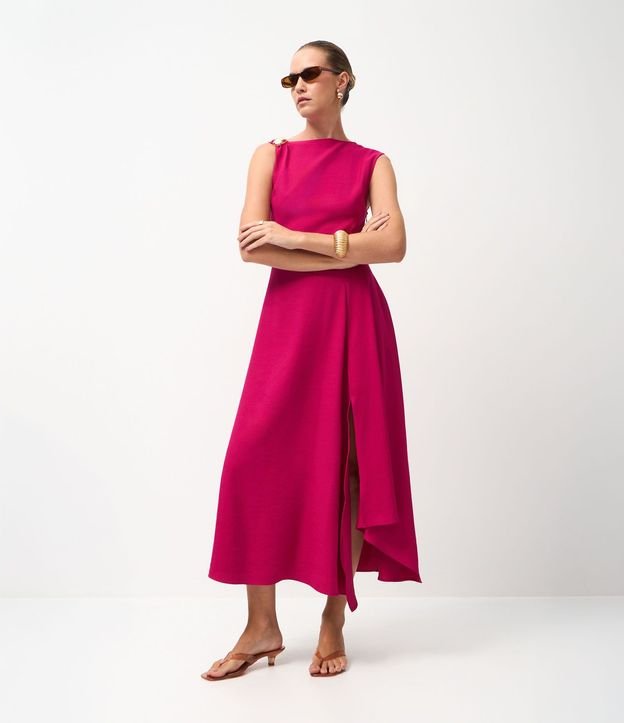 Vestido Midi Sastre con Adorno en el Hombro 2