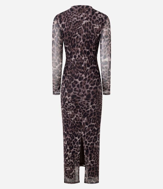 Vestido Animal Print en Tule con Manga Larga 6
