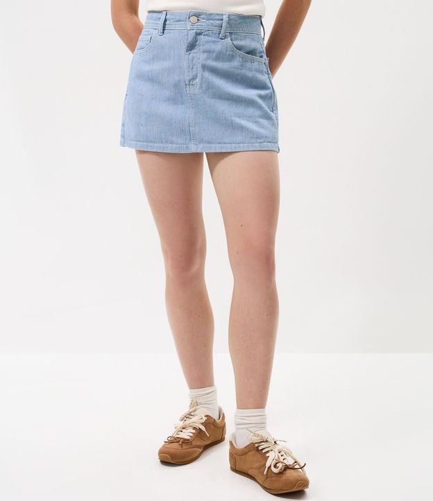 Short Pollera Listrado sin Sarga con Trabillas y Bolsillos 2