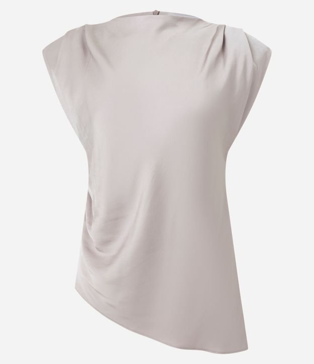 Blusa Satinada con Hombreras y Ruedo Asimétrico 5