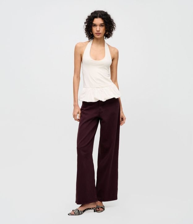 Pantalón Recto Loose en Sarga con Bolsillos 1
