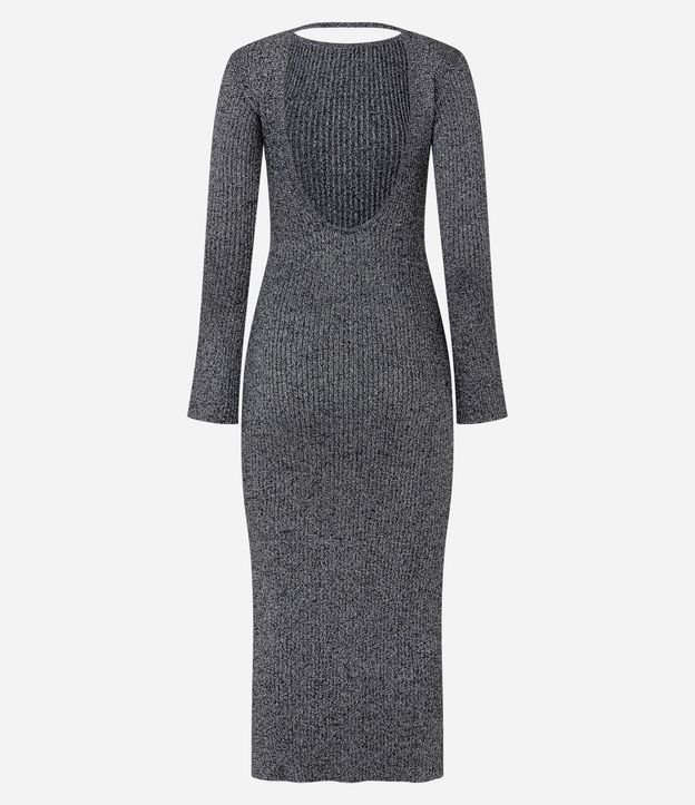 Vestido Midi Canelado con Abertura en la Espalda y Efecto Metálico 7