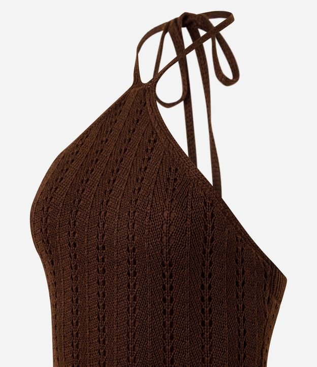 Vestido en Tricot con Punto Calado y Flecos 6