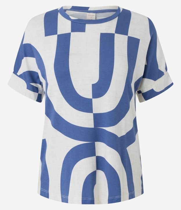 Blusa Manga Corta en Viscosa con Estampa Abstracta
