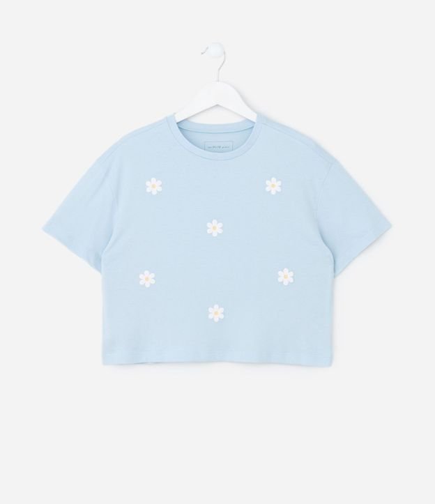 Remera Infantil con Margaritas Puff – Talle 7 a 16 años 2