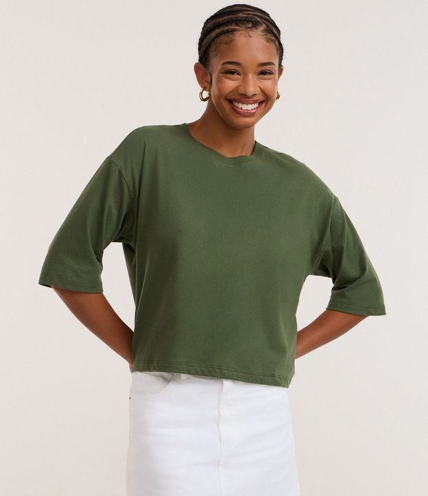 Remera Cropped en Algodón con Manga Corta 1
