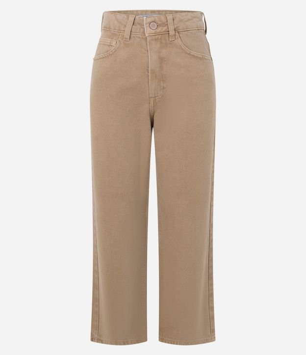 Pantalón Recto Cropped en Sarga con Trabillas en la Cintura 6