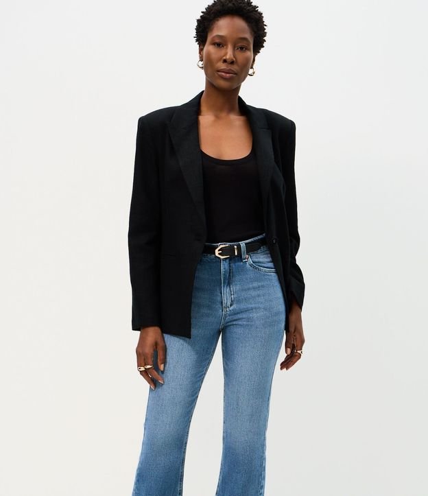 Pantalón Recto Cropped en Jeans con Cintura Alta 2