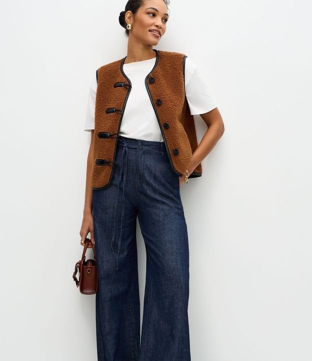 Pantalón Wide en Jeans con Cinturón y Cintura Alta 2