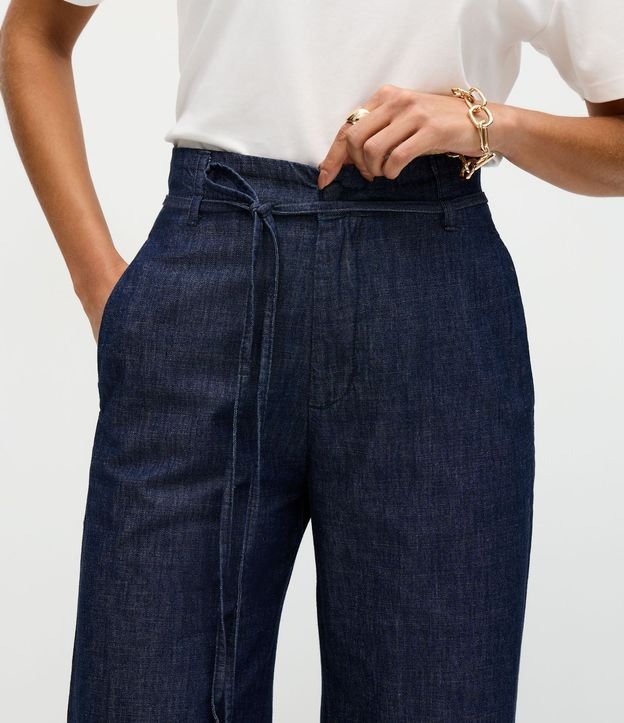 Pantalón Wide en Jeans con Cinturón y Cintura Alta 4