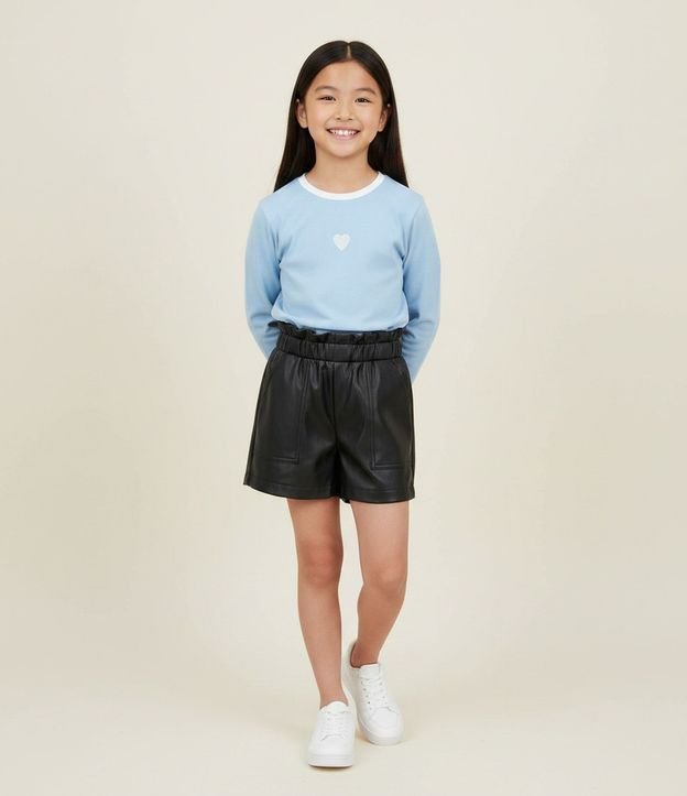 Blusa Infantil Baby Look con Bordado Corazón – Talle 5 a 14 años