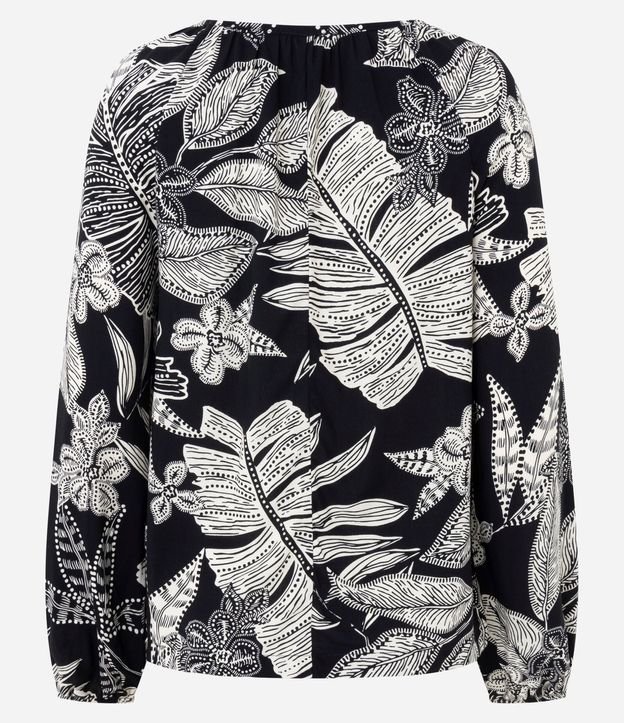 Blusa en Viscosa con Estampado de Follaje y Escote Canoa 6